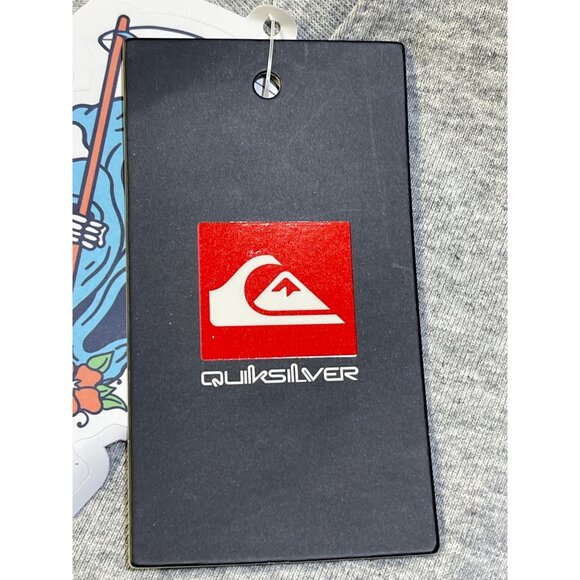 Quiksilver Mens Large T-Shirt Kauai Heather Gray Logo Print Cotton Crew Neck - Picture 13 of 15